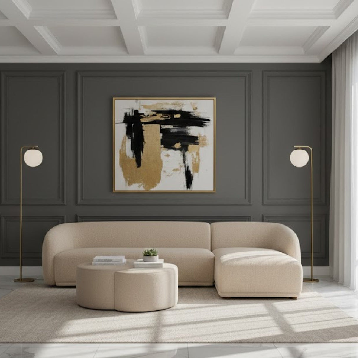 Curved Back Sectional Sofa – Faye – angled view