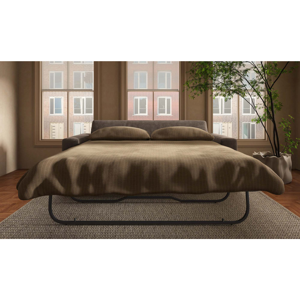 Modern European furniture - Dark Upholstered Sleeper Sofa - www.oroa.com