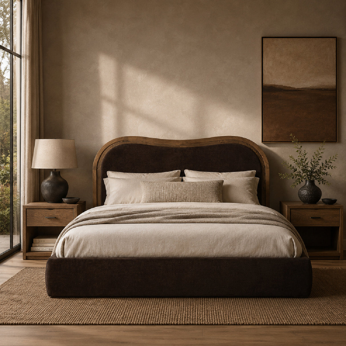 Brown Upholstered Bed | Novi Living Camilla