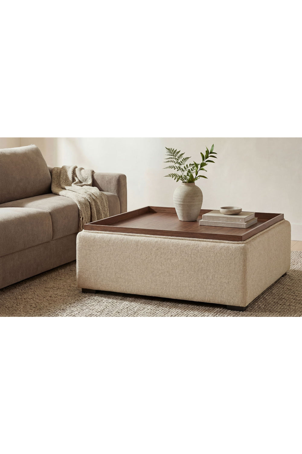 Square Tray Storage Ottoman | Novi Living Montana | Oroa.com