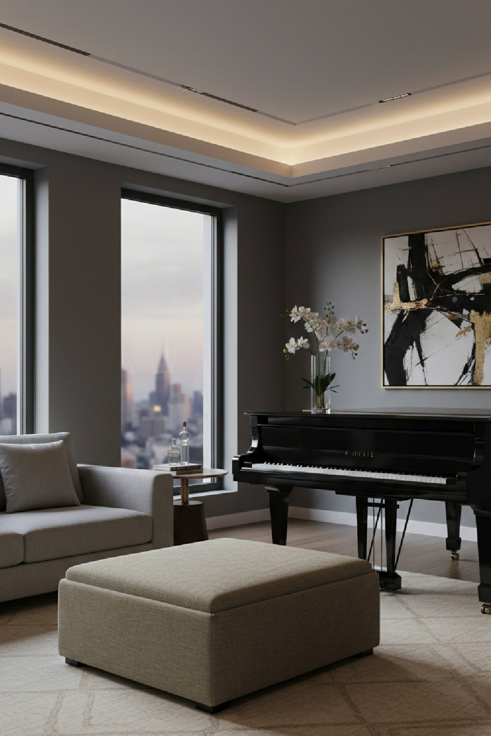 Square Tray Storage Ottoman | Novi Living Montana | Oroa.com