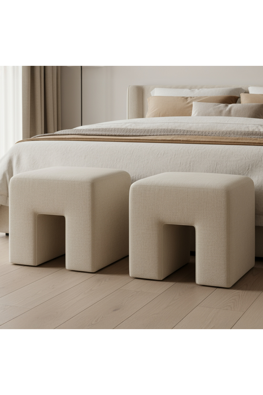 Modern European furniture - Linen Blend Square Stool - www.oroa.com