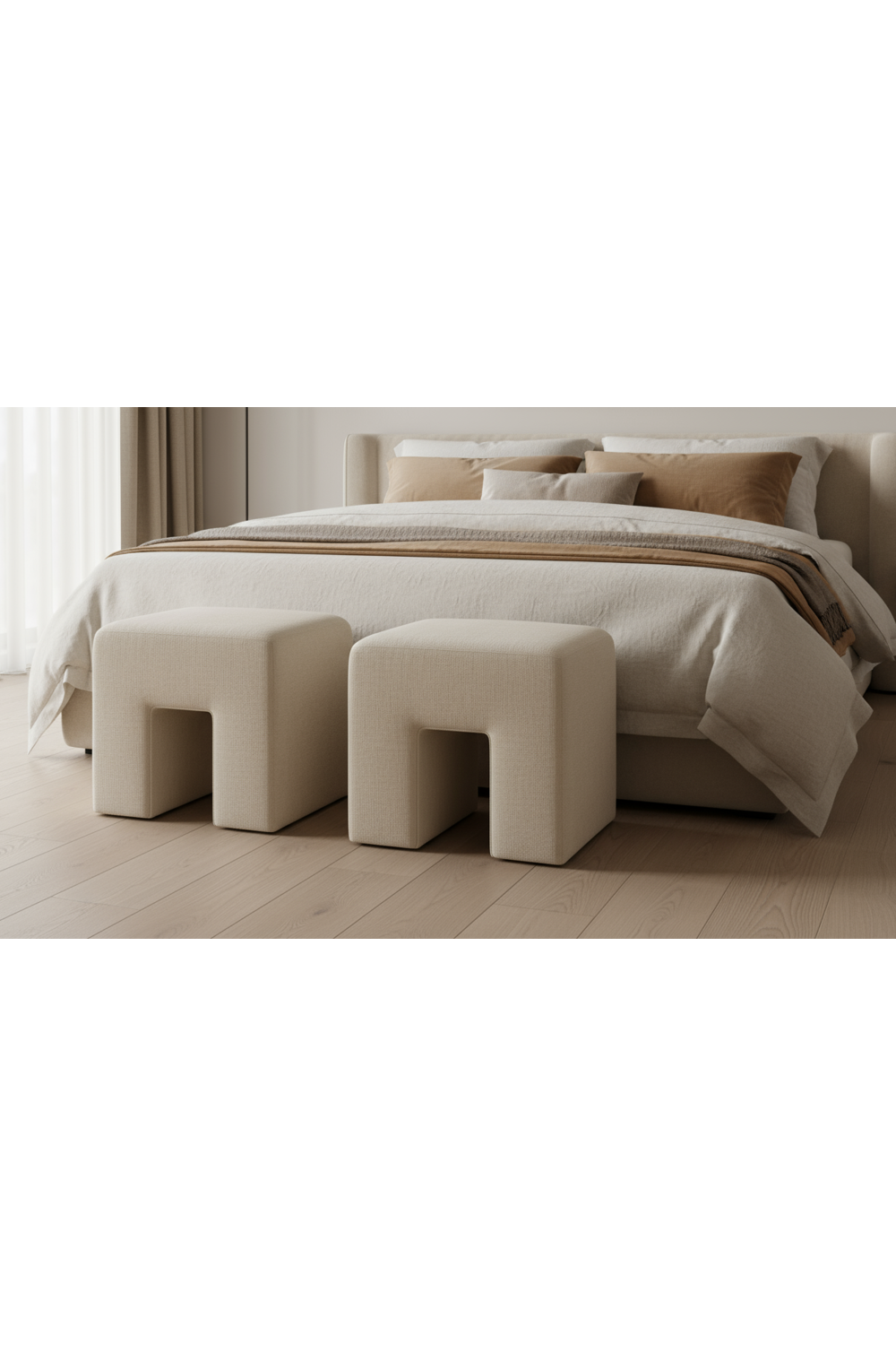 Modern European furniture - Linen Blend Square Stool - www.oroa.com