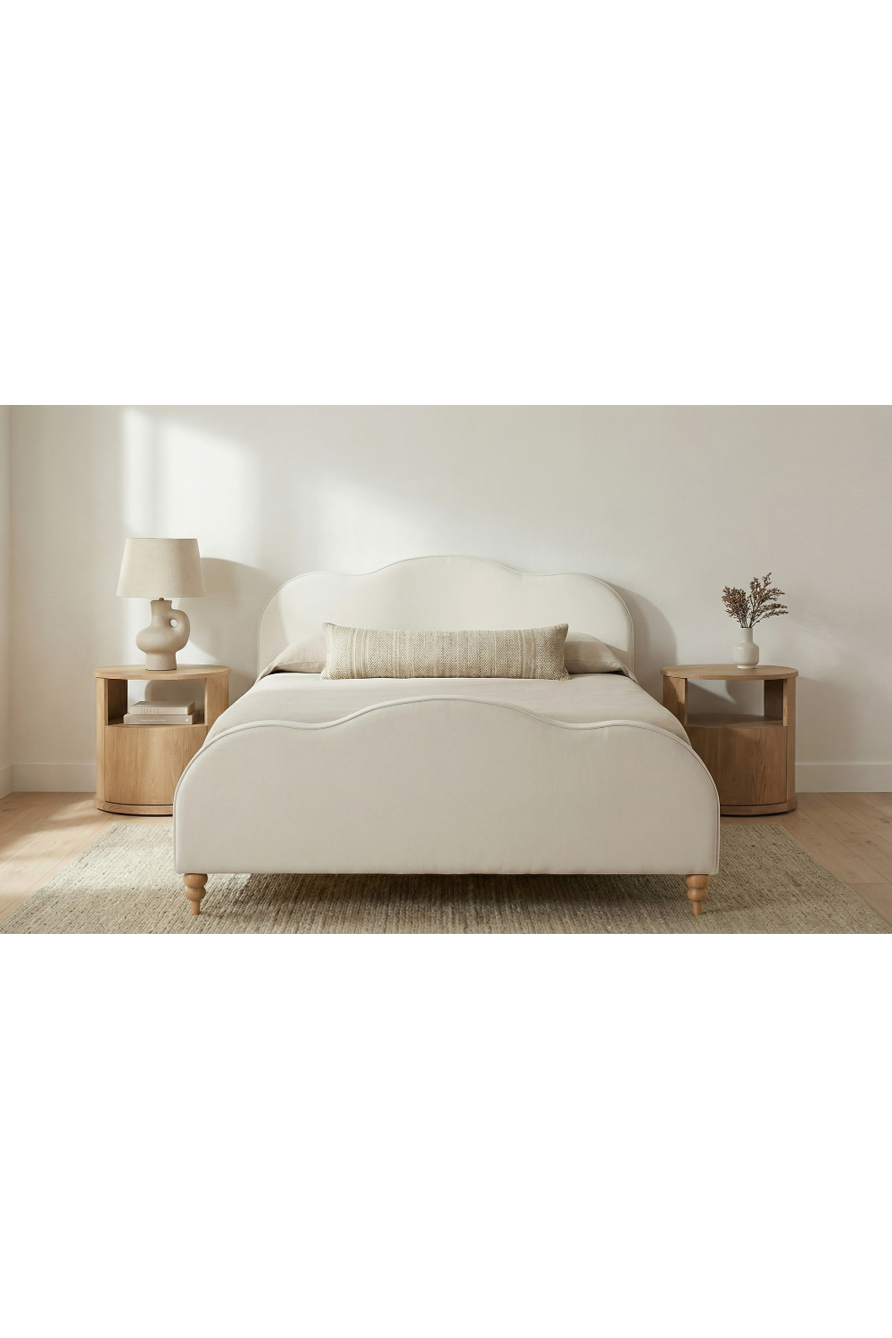 Modern European furniture - Wavy Design Cream Bed - www.oroa.com
