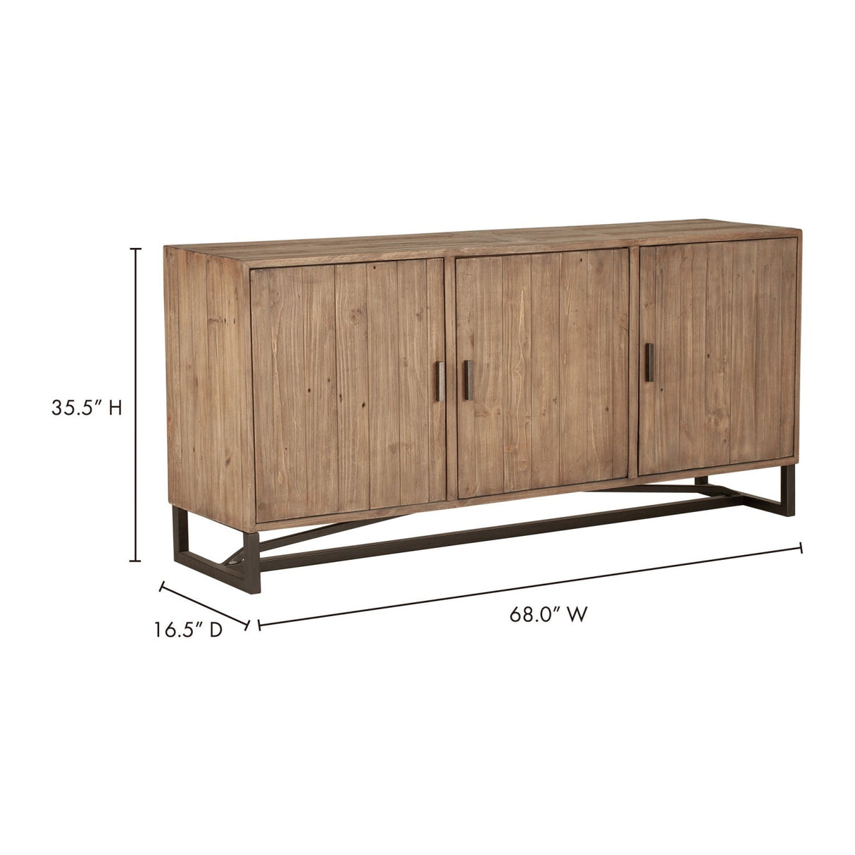 Modern European furniture - Slatted Pine 3-Door Sideboard - www.oroa.com