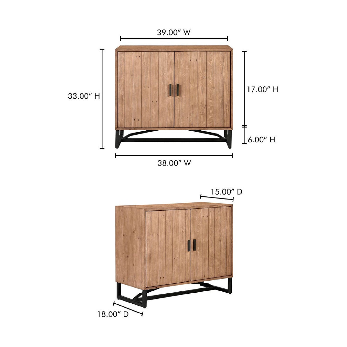Modern European furniture - Slatted Pine 2-Door Cabinet - www.oroa.com