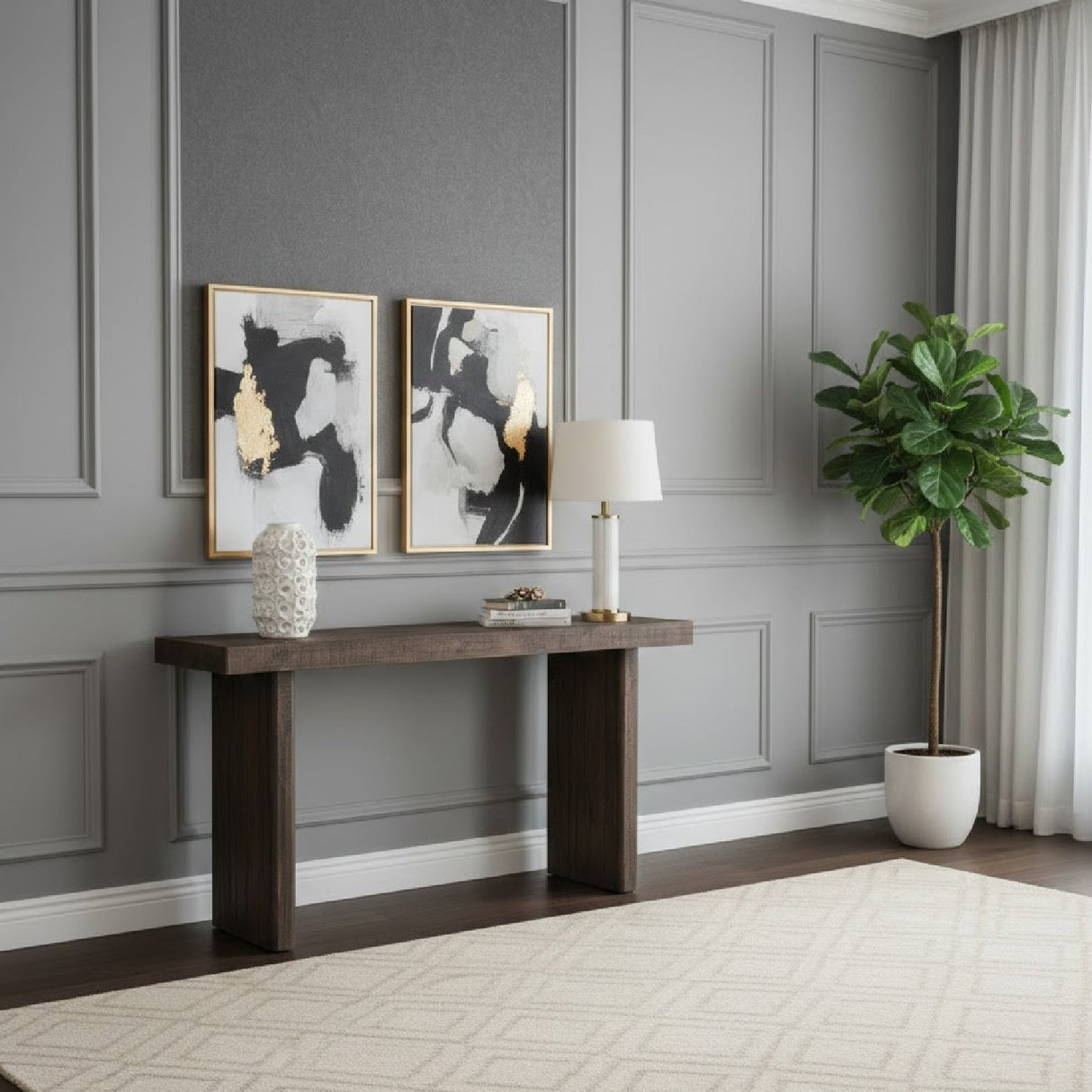 Modern European furniture - Rustic Pine Console Table - www.oroa.com