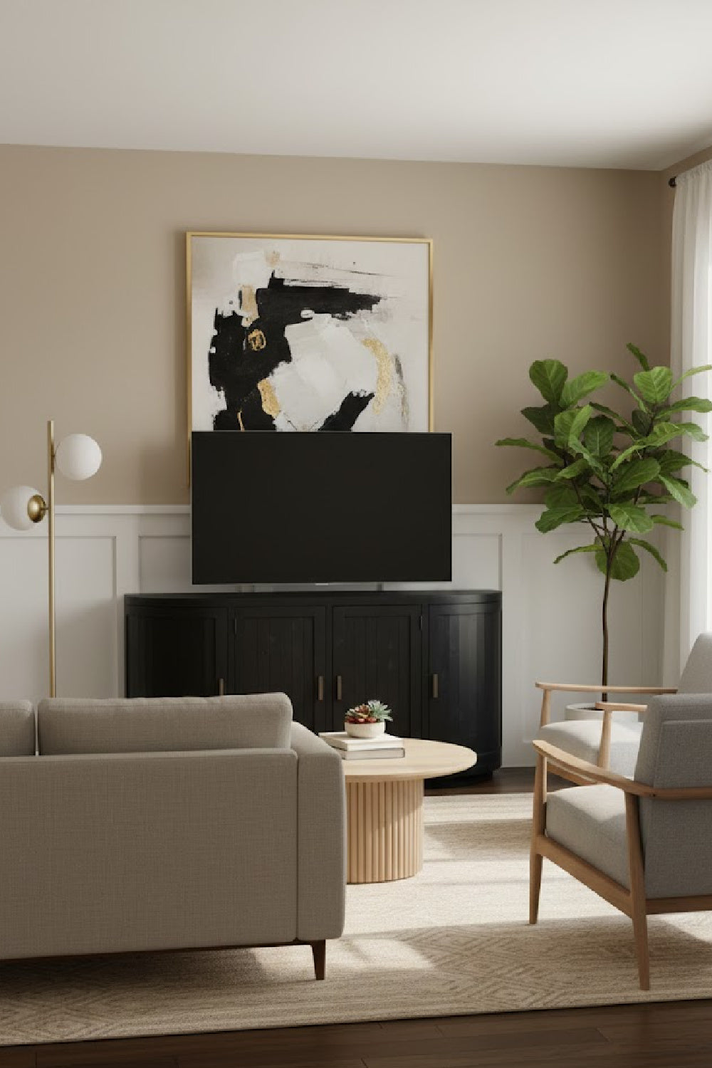 Modern European furniture - Pine Wood 4-Door Sideboard - www.oroa.com