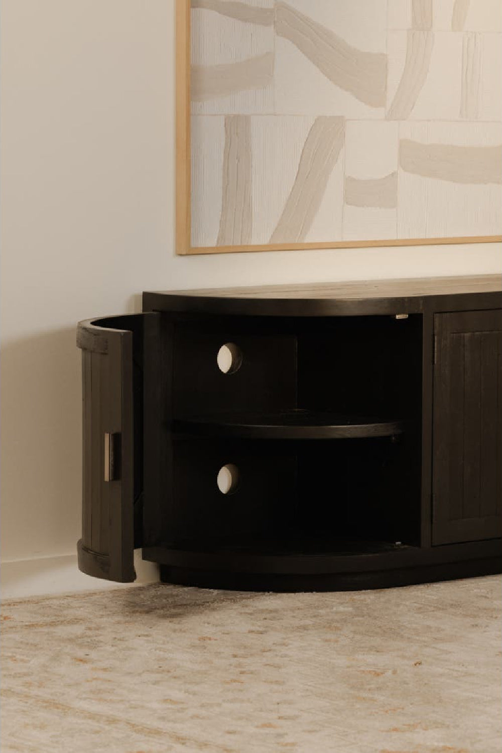 Modern European furniture - Pine Wood 4-Door Media Cabinet - www.oroa.com