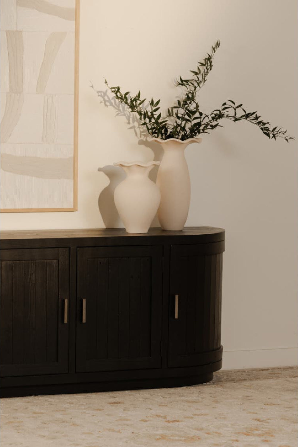 Modern European furniture - Pine Wood 4-Door Media Cabinet - www.oroa.com