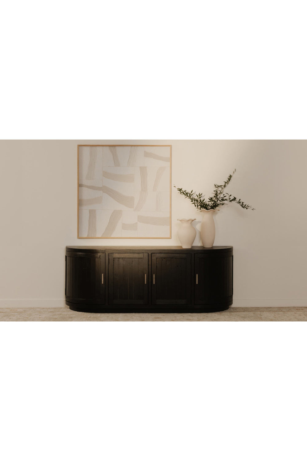 Modern European furniture - Pine Wood 4-Door Media Cabinet - www.oroa.com