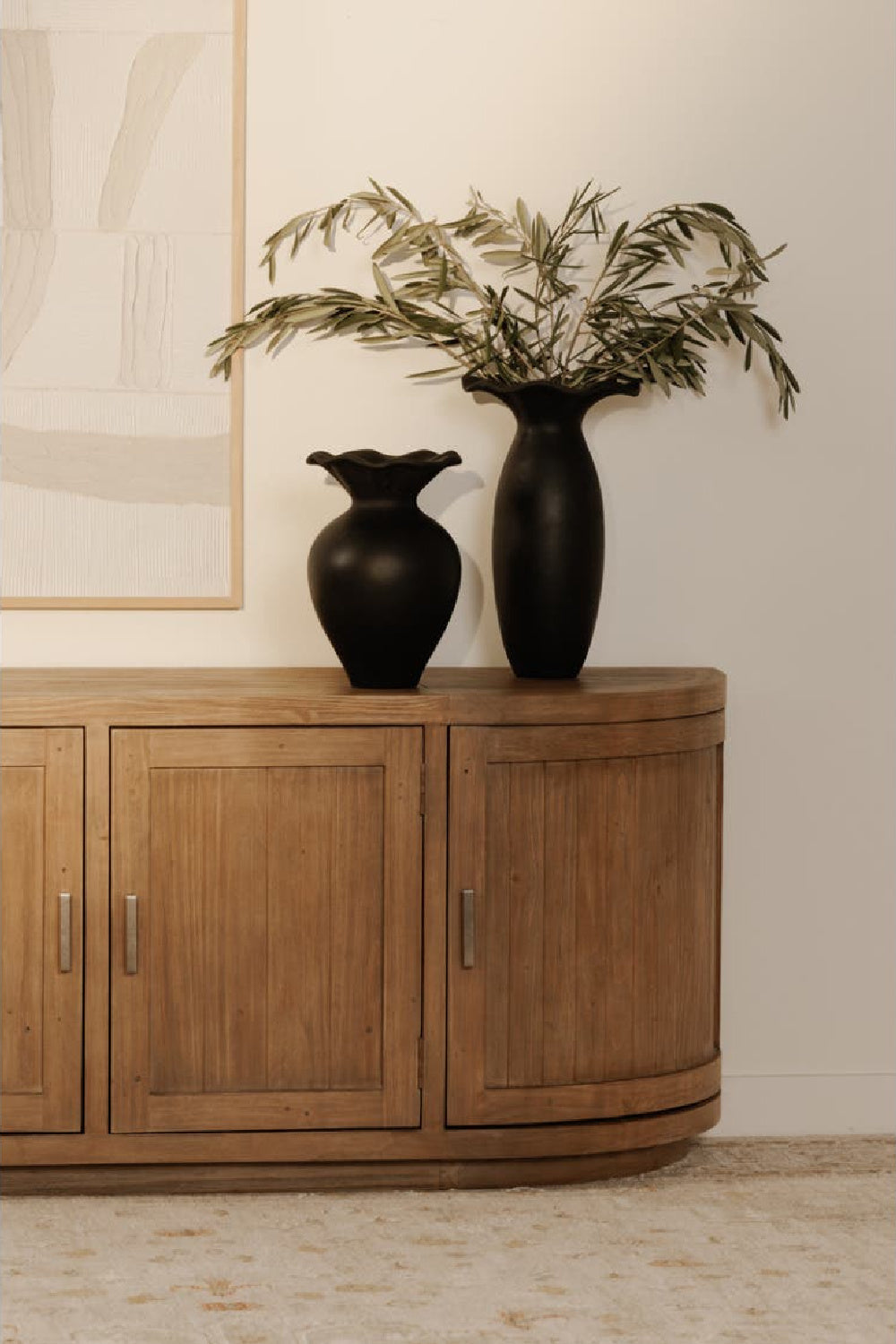 Modern European furniture - Pine Wood 4-Door Media Cabinet - www.oroa.com