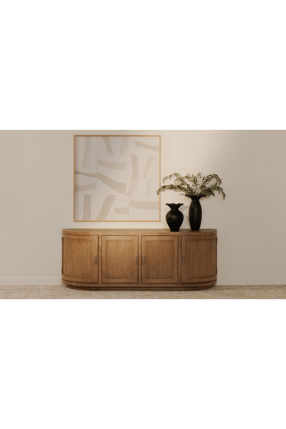 Modern European furniture - Pine Wood 4-Door Media Cabinet - www.oroa.com