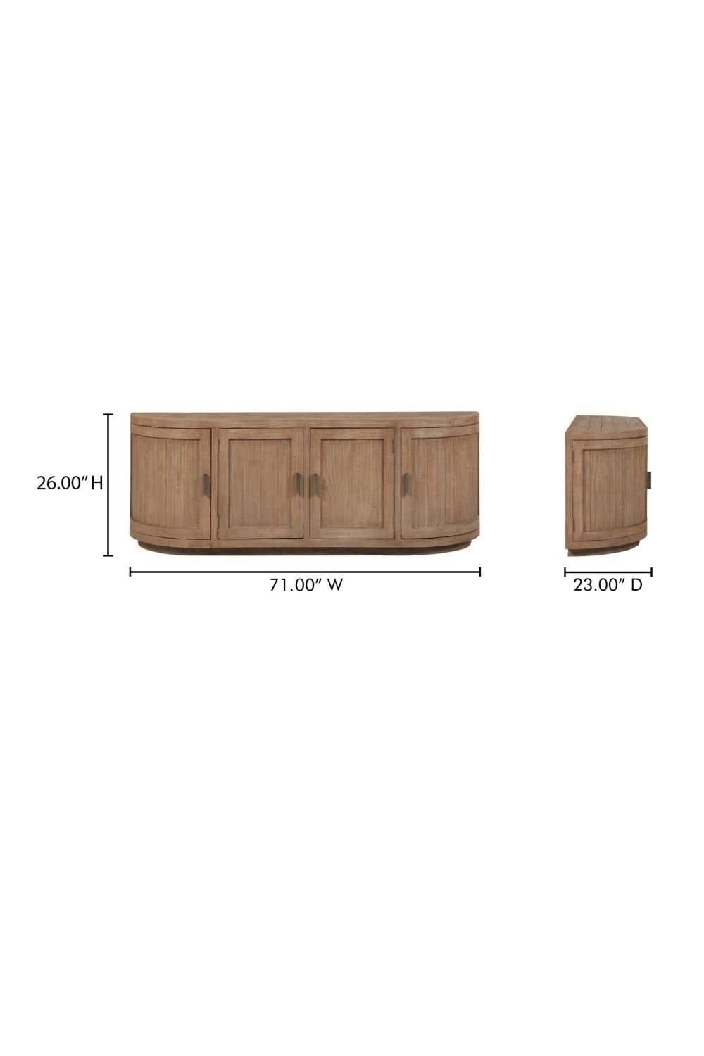 Modern European furniture - Pine Wood 4-Door Media Cabinet - www.oroa.com
