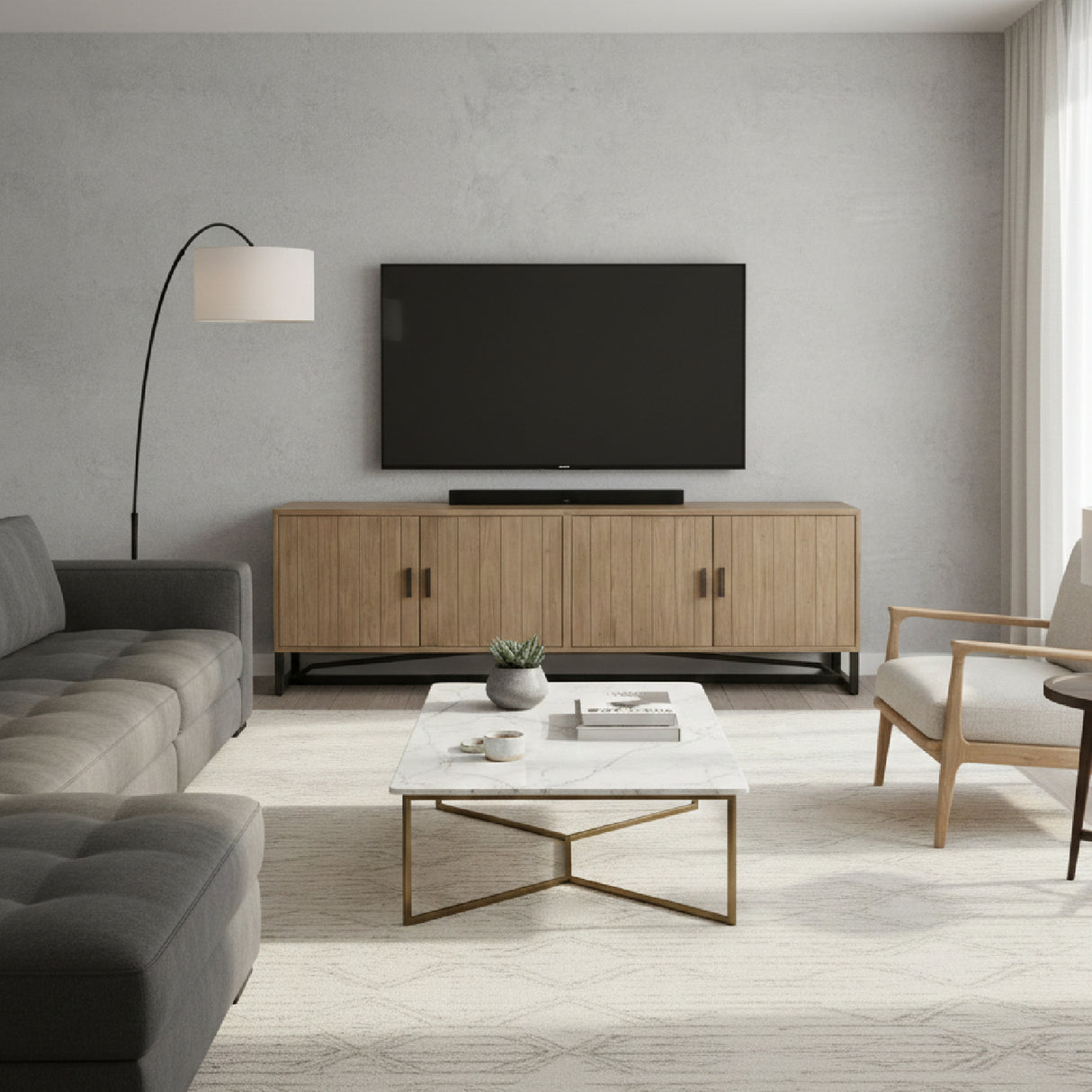 Modern European furniture - Pine Wood 4-Door Media Unit - www.oroa.com | Oroa.com
