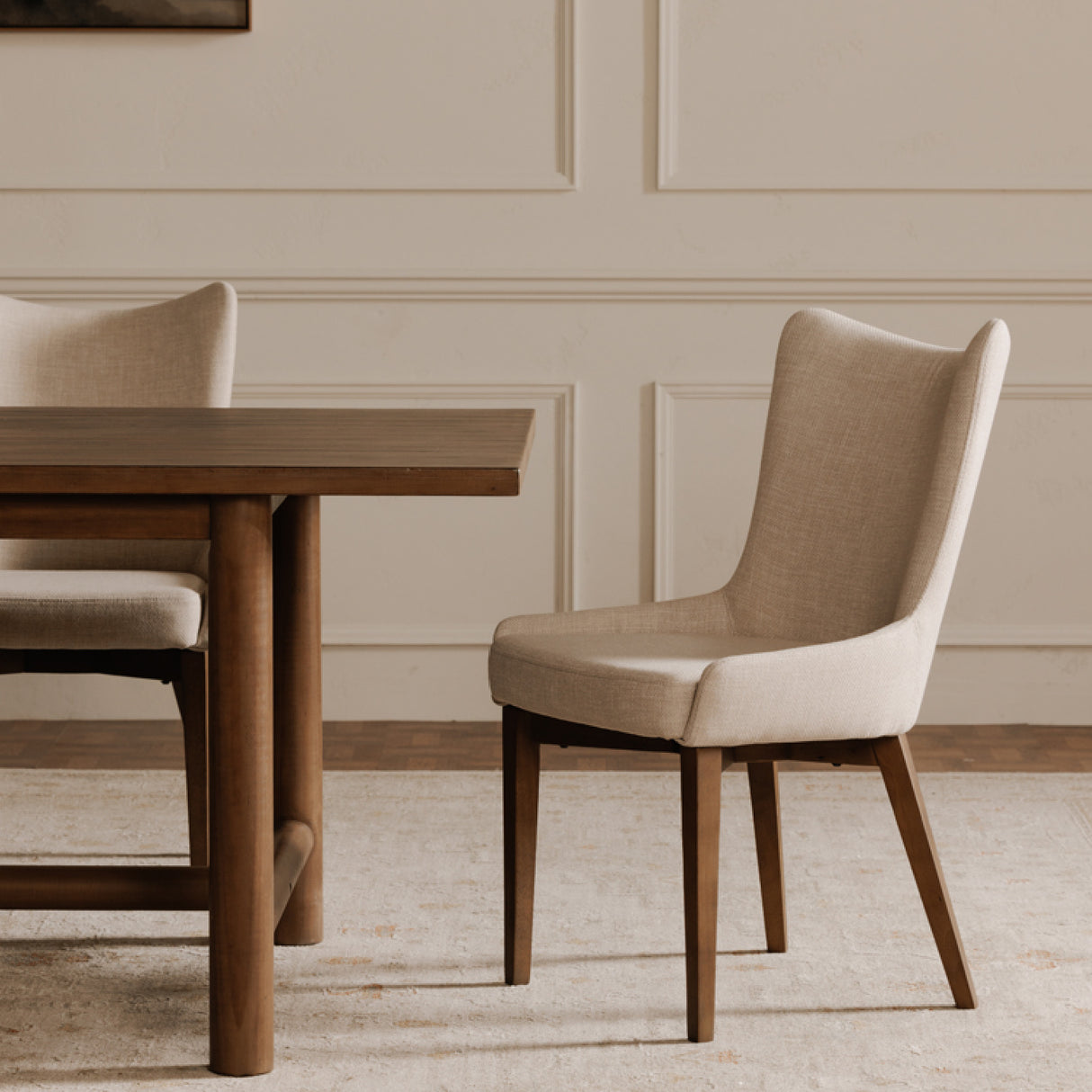 Modern European furniture - Beige Curved High-back Dining Chair - www.oroa.com