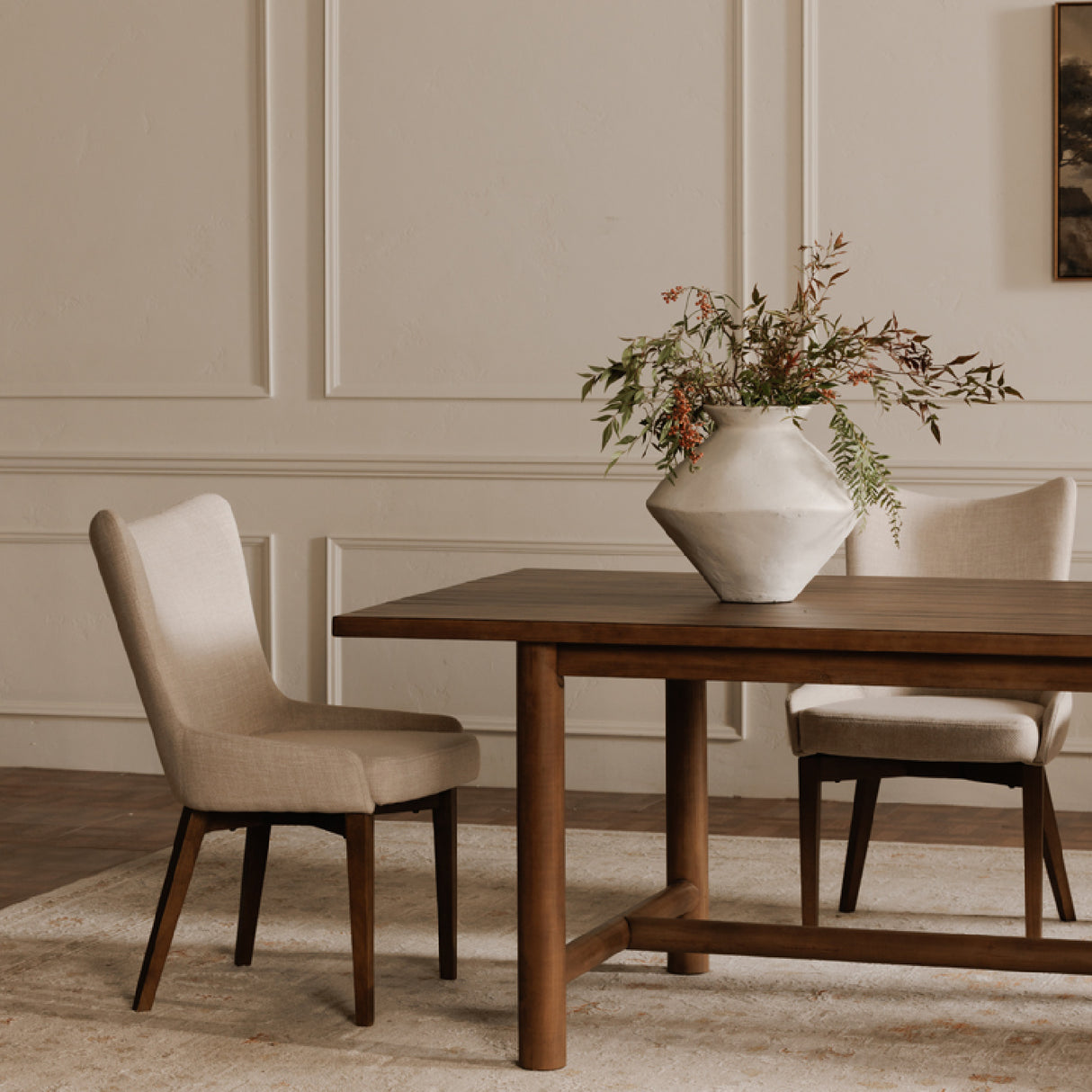Modern European furniture - Beige Curved High-back Dining Chair - www.oroa.com