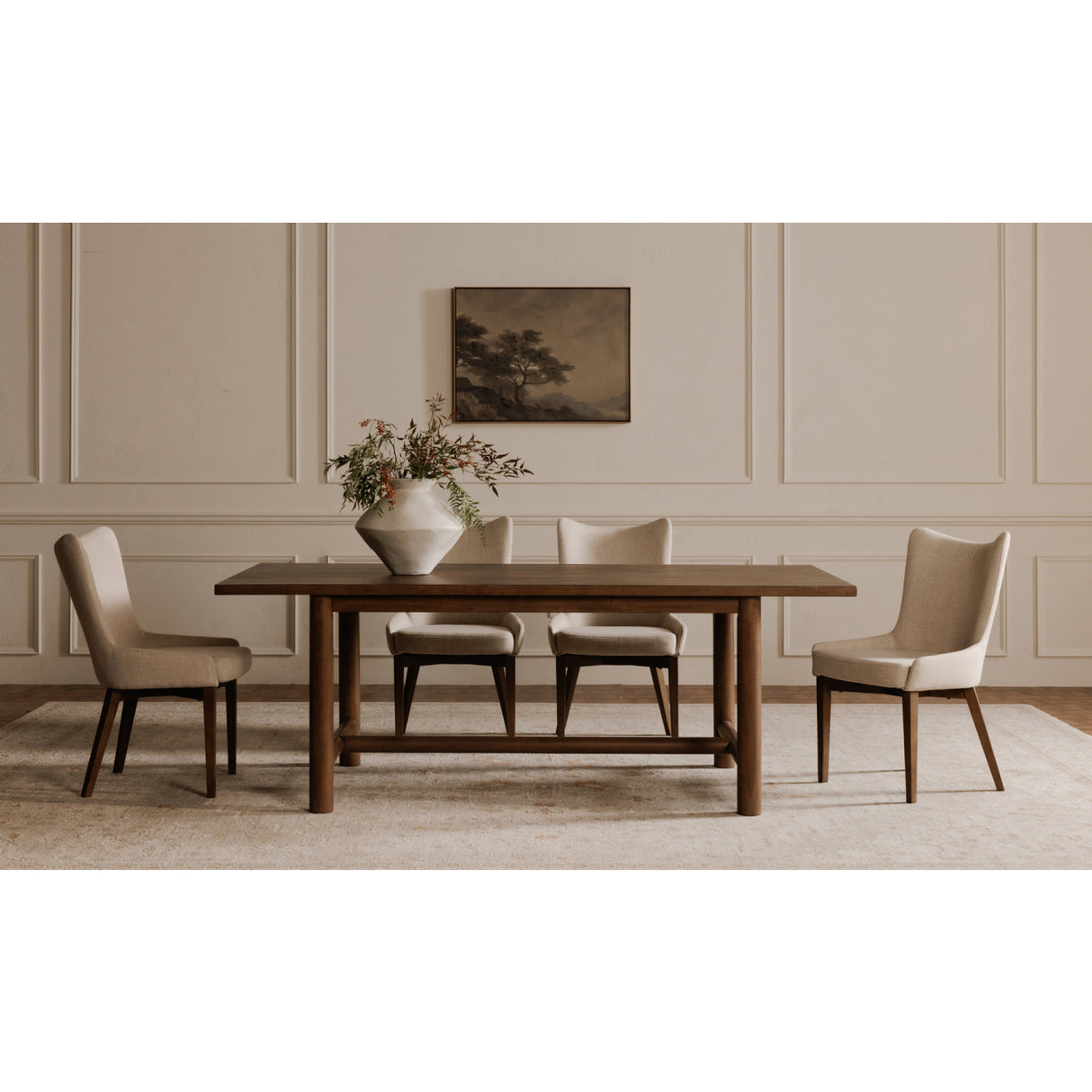 Modern European furniture - Beige Curved High-back Dining Chair - www.oroa.com