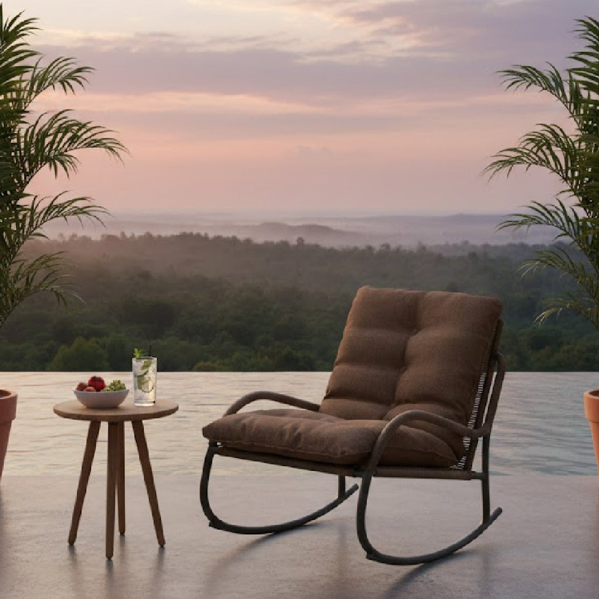 Modern European furniture - Minimalist Outdoor Wicker Rocking Chair - www.oroa.com