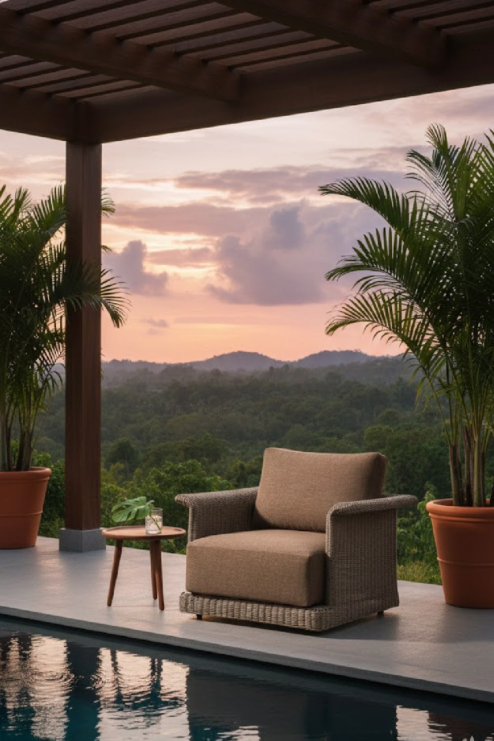 Curved Arm Wicker Outdoor Chair | Novi Living Meredith | Oroa.com