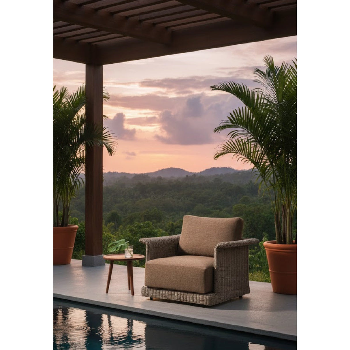 Modern European furniture - Curved Arm Wicker Outdoor Chair - www.oroa.com