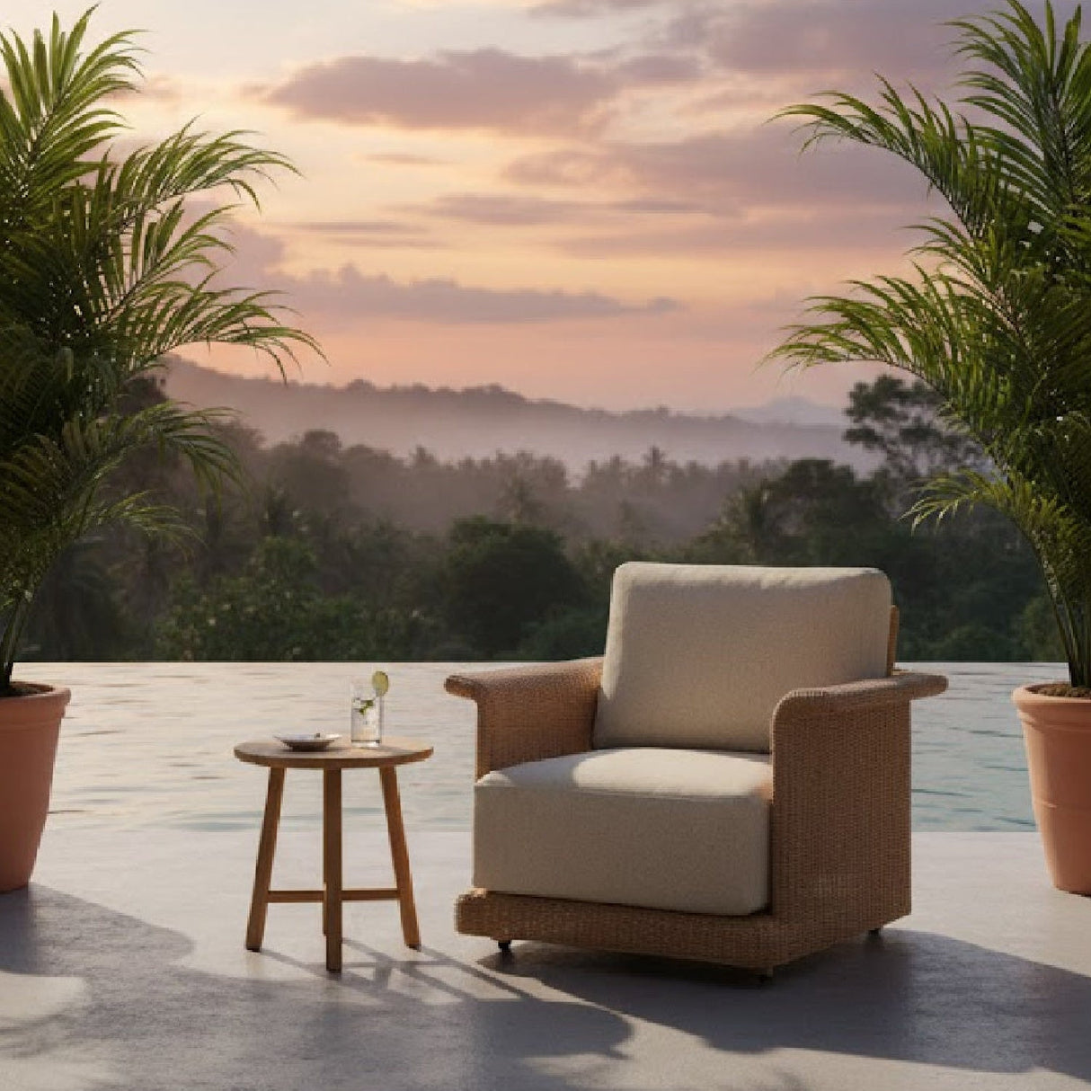 Modern European furniture - Curved Arm Wicker Outdoor Chair - www.oroa.com