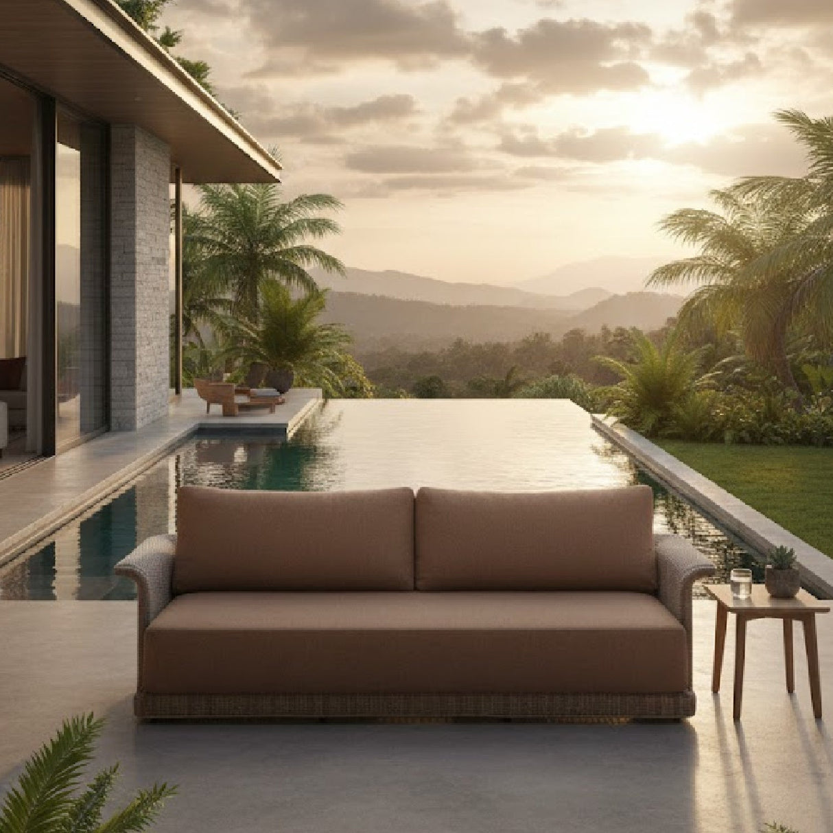 Modern European furniture - Curved Arm Wicker Outdoor Sofa - www.oroa.com