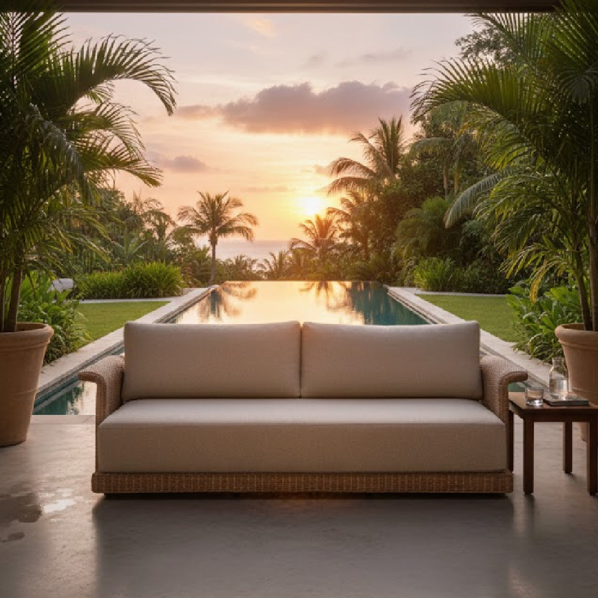Modern European furniture - Curved Arm Wicker Outdoor Sofa - www.oroa.com | Oroa.com