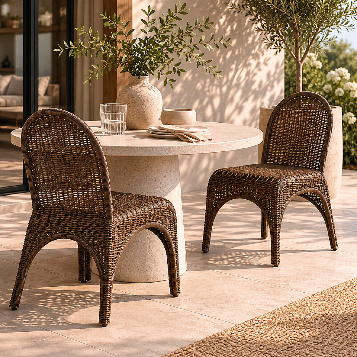 Modern European furniture - Classic Wicker Outdoor Dining Chairs (2) - www.oroa.com | Oroa.com