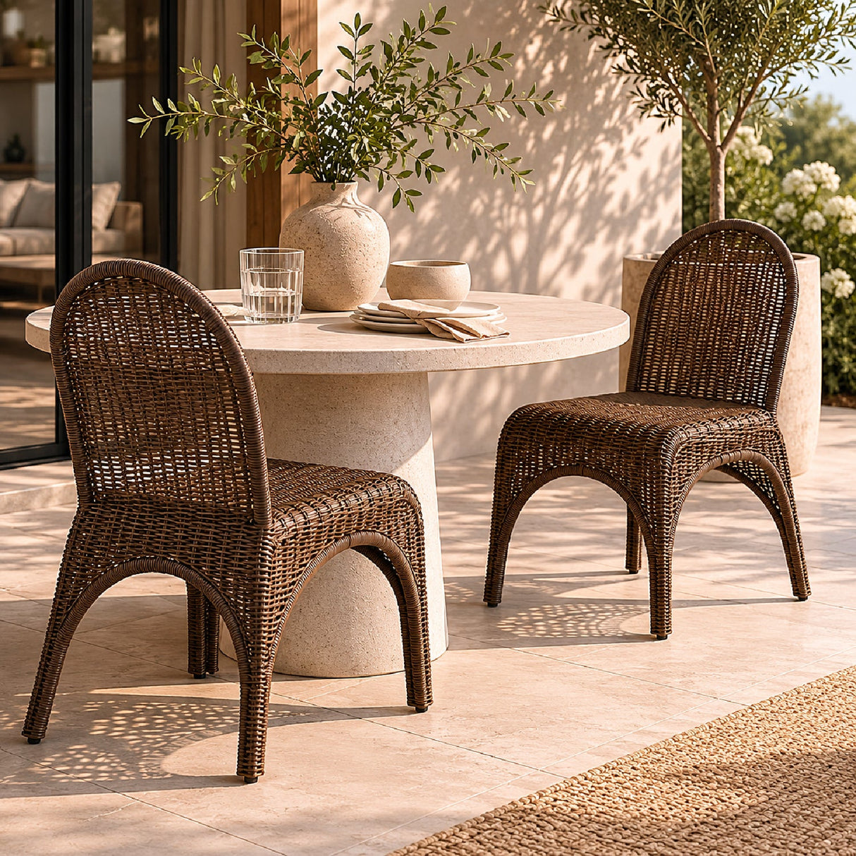 Modern European furniture - Classic Wicker Outdoor Dining Chairs (2) - www.oroa.com