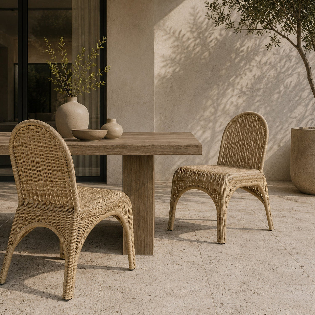 Modern European furniture - Classic Wicker Outdoor Dining Chairs (2) - www.oroa.com