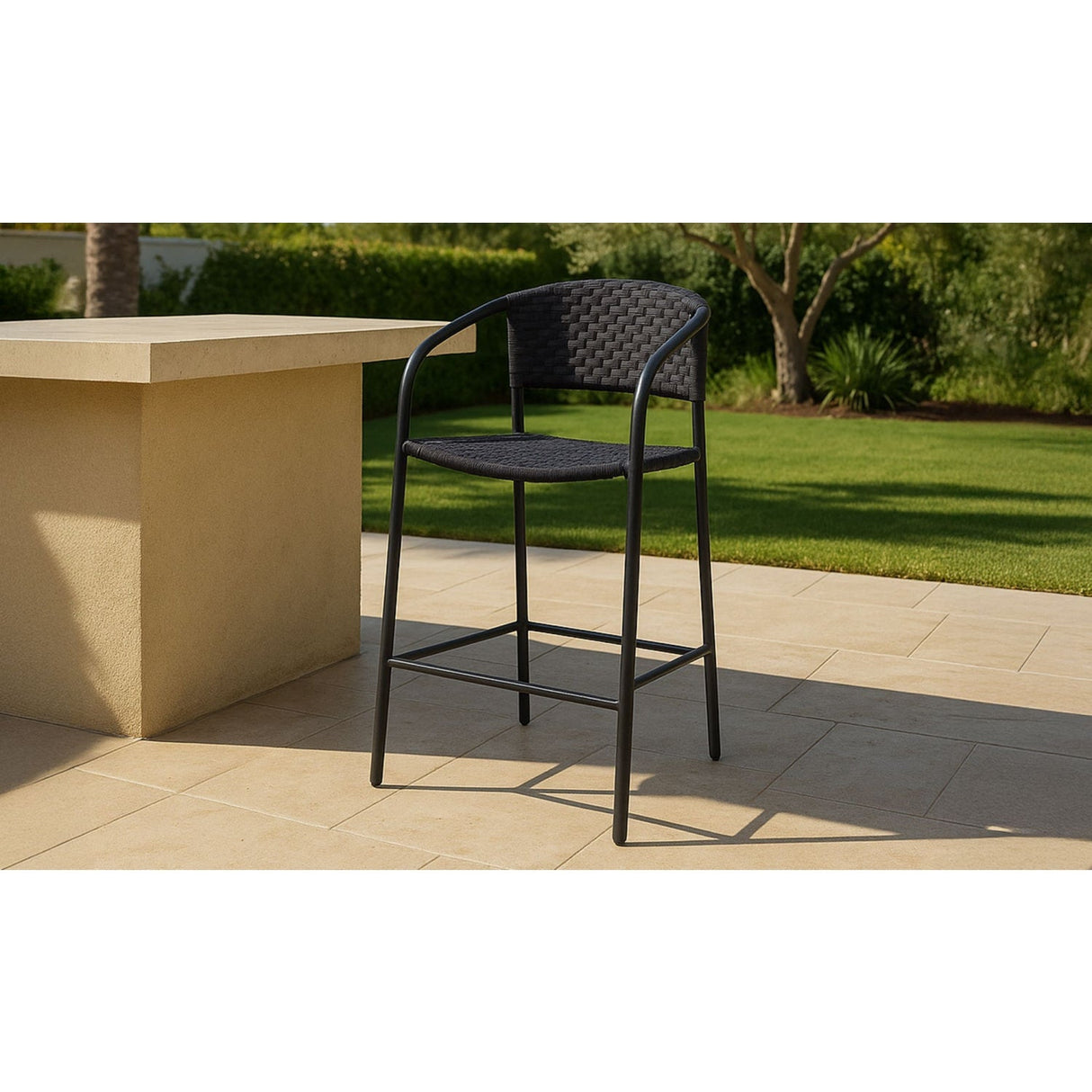 Modern European furniture - Basketweave Outdoor Bar Stool - www.oroa.com