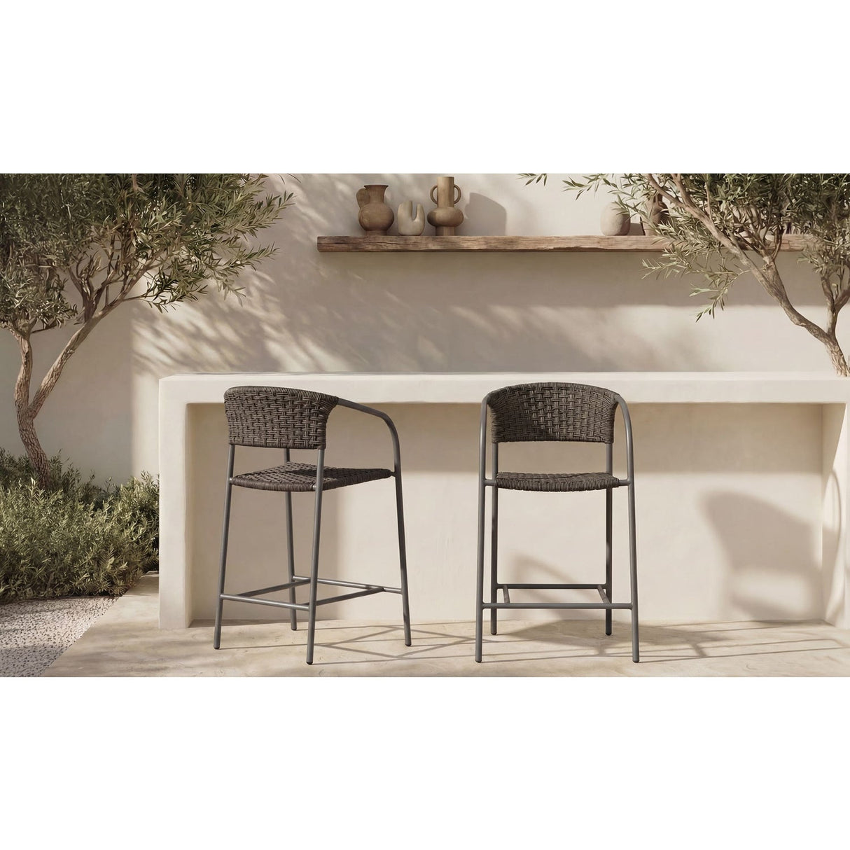 Modern European furniture - Basketweave Outdoor Bar Stool - www.oroa.com
