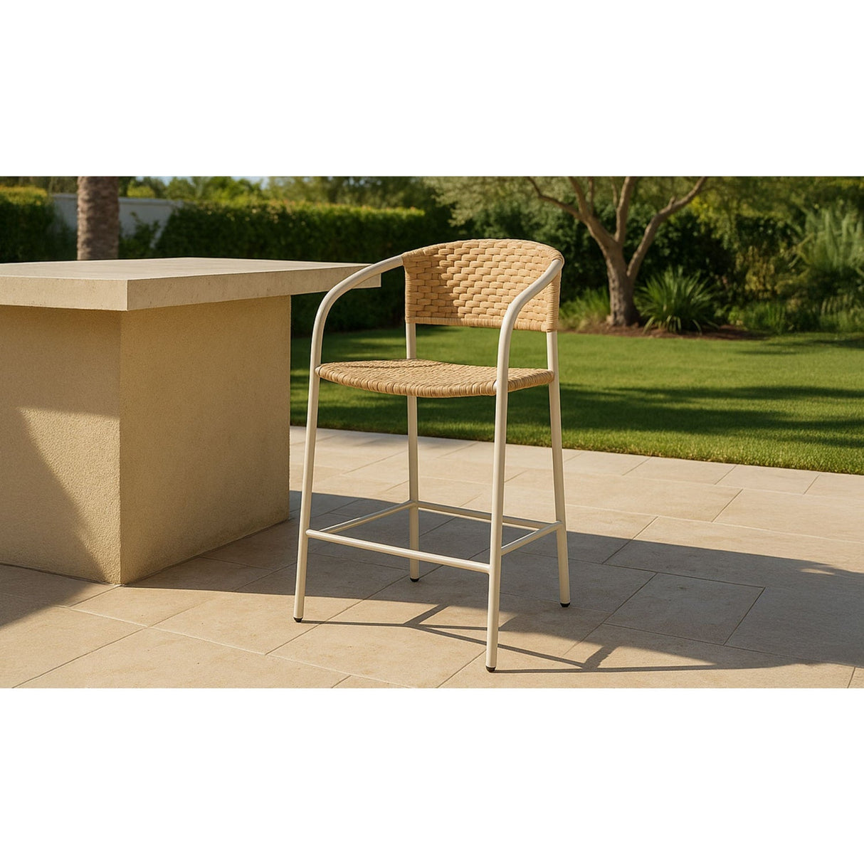 Modern European furniture - Basketweave Outdoor Bar Stool - www.oroa.com