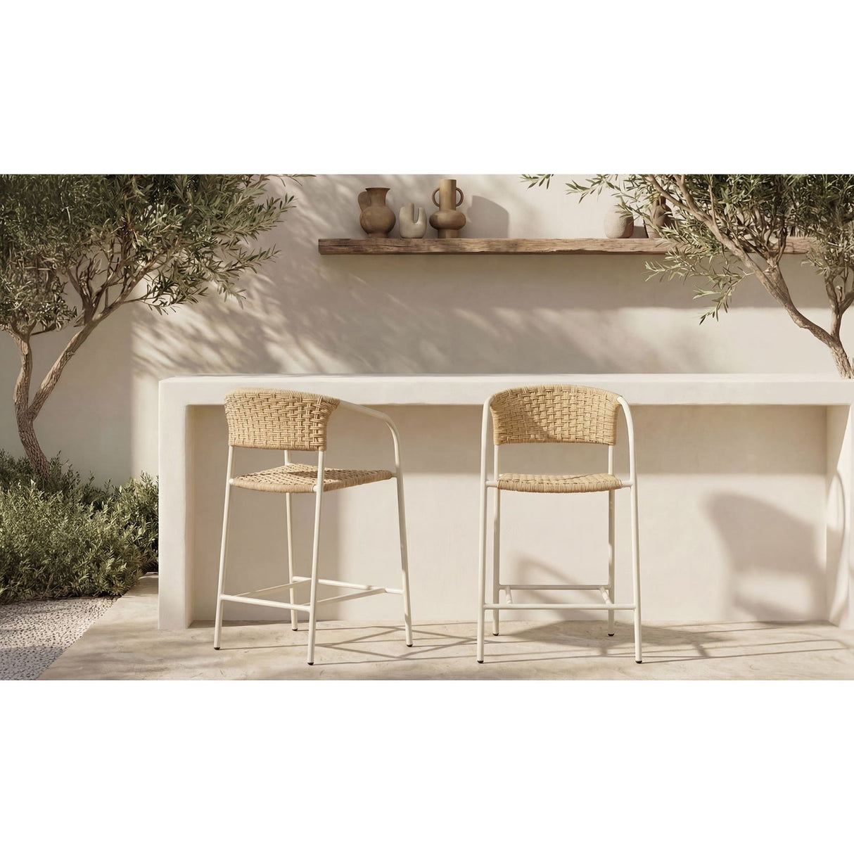 Modern European furniture - Basketweave Outdoor Bar Stool - www.oroa.com