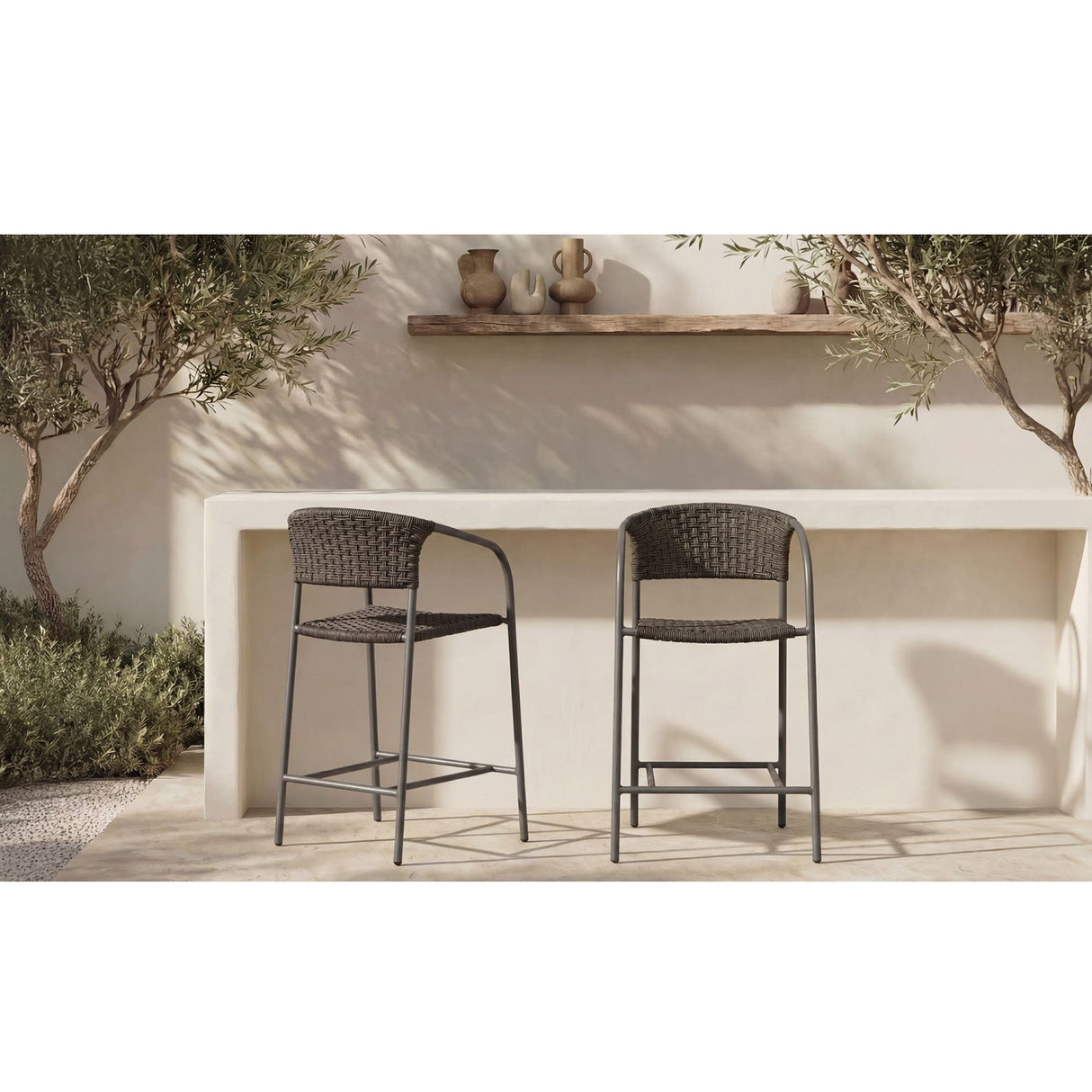 Modern European furniture - Basketweave Outdoor Counter Chair - www.oroa.com
