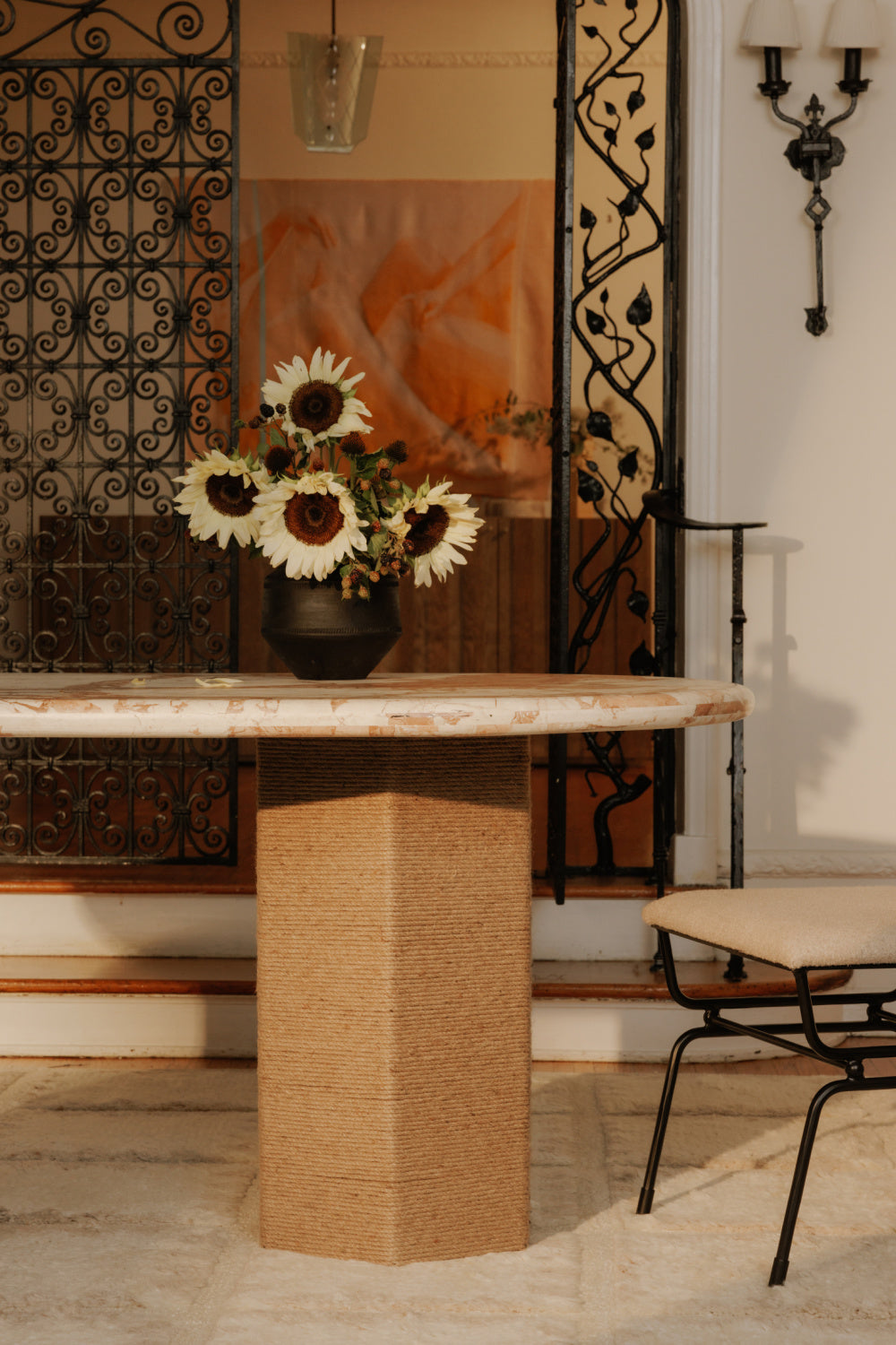 Jute-Wrapped Base Dining Table | Novi Living Sartoria