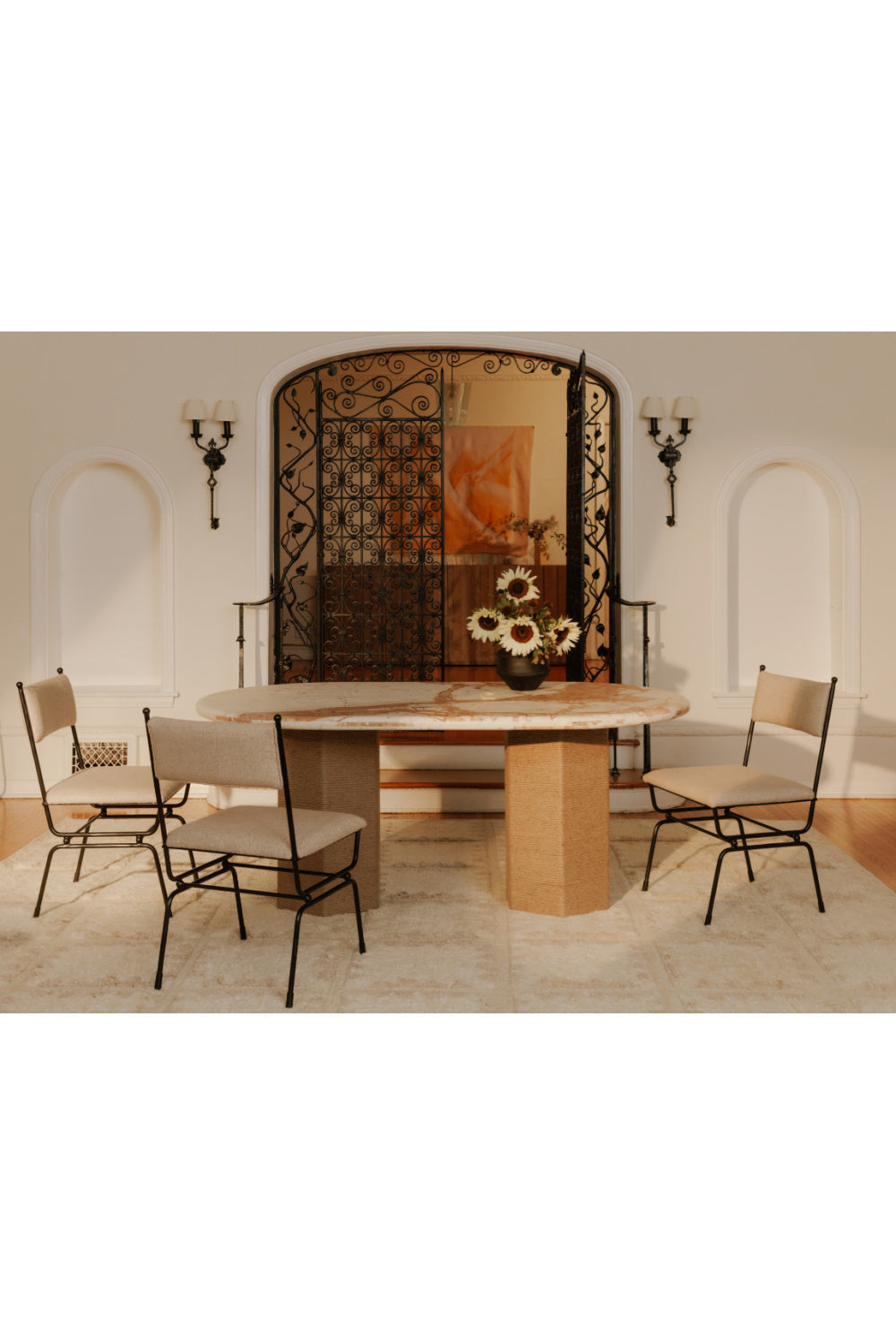 Modern European furniture - Jute-Wrapped Base Dining Table - www.oroa.com