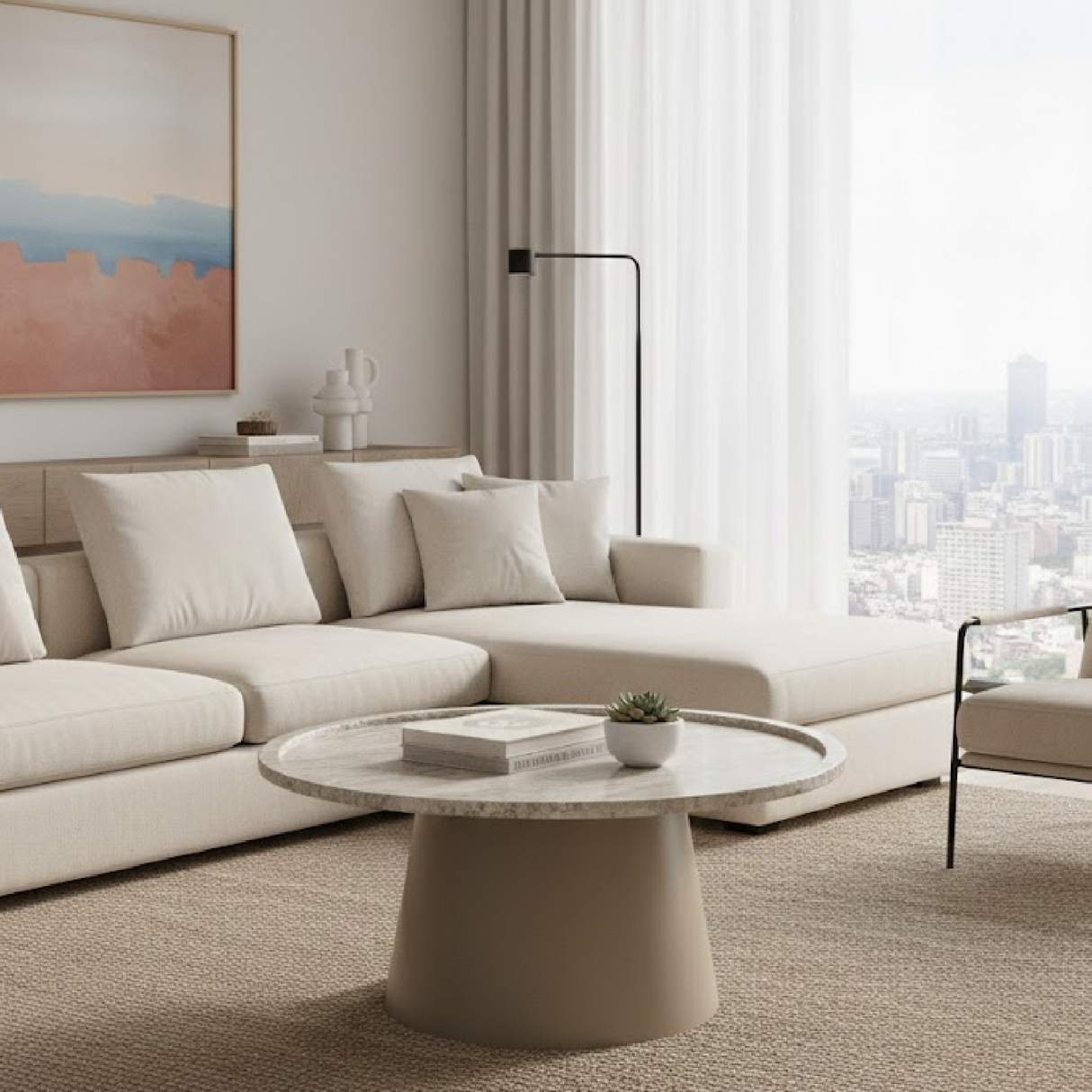 Modern European furniture - Round Marble Tray Coffee Table - www.oroa.com