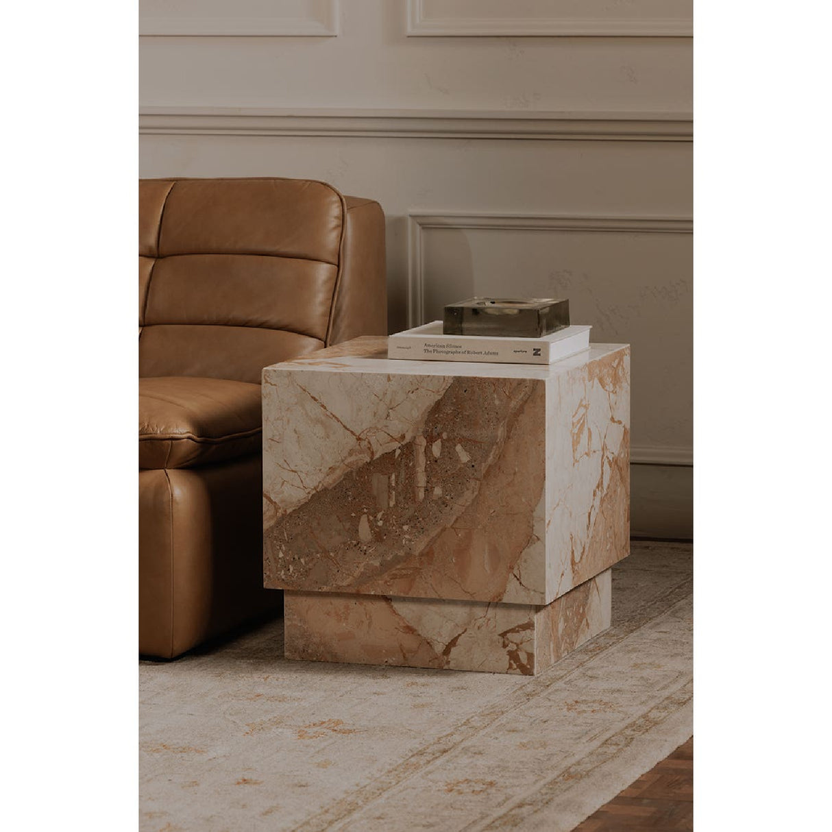 Modern European furniture - Italian Marble Square Side Table - www.oroa.com