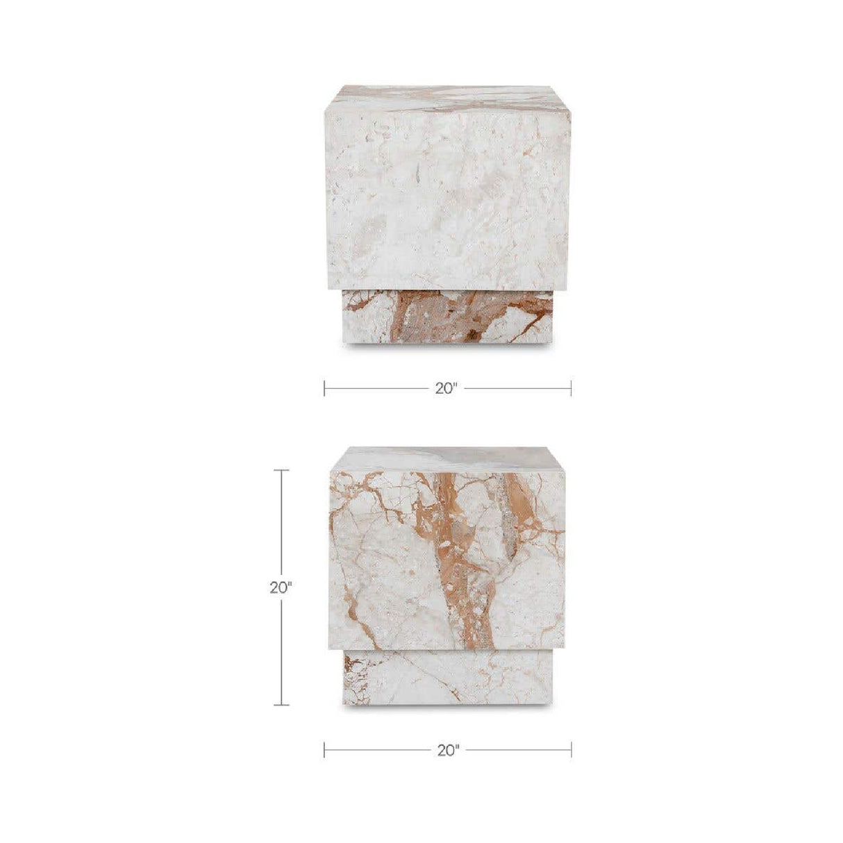 Modern European furniture - Italian Marble Square Side Table - www.oroa.com