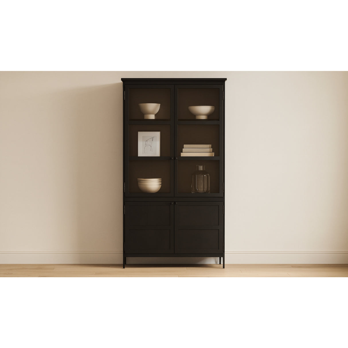 Black Metal 4-Door Tall Cabinet | Novi Living Henry