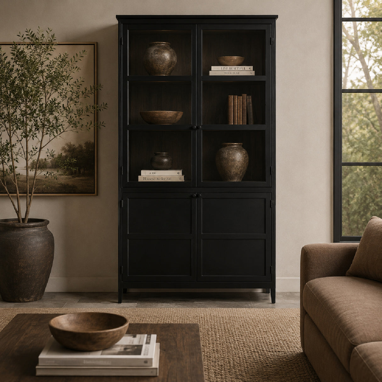 Black Metal 4-Door Tall Cabinet | Novi Living Henry