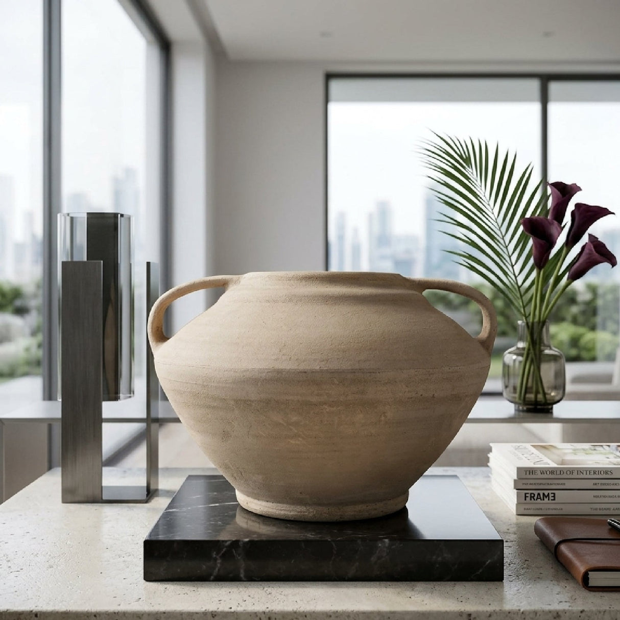 Modern or European furniture - Beige Terracotta Classic Vase - www.oroa.com