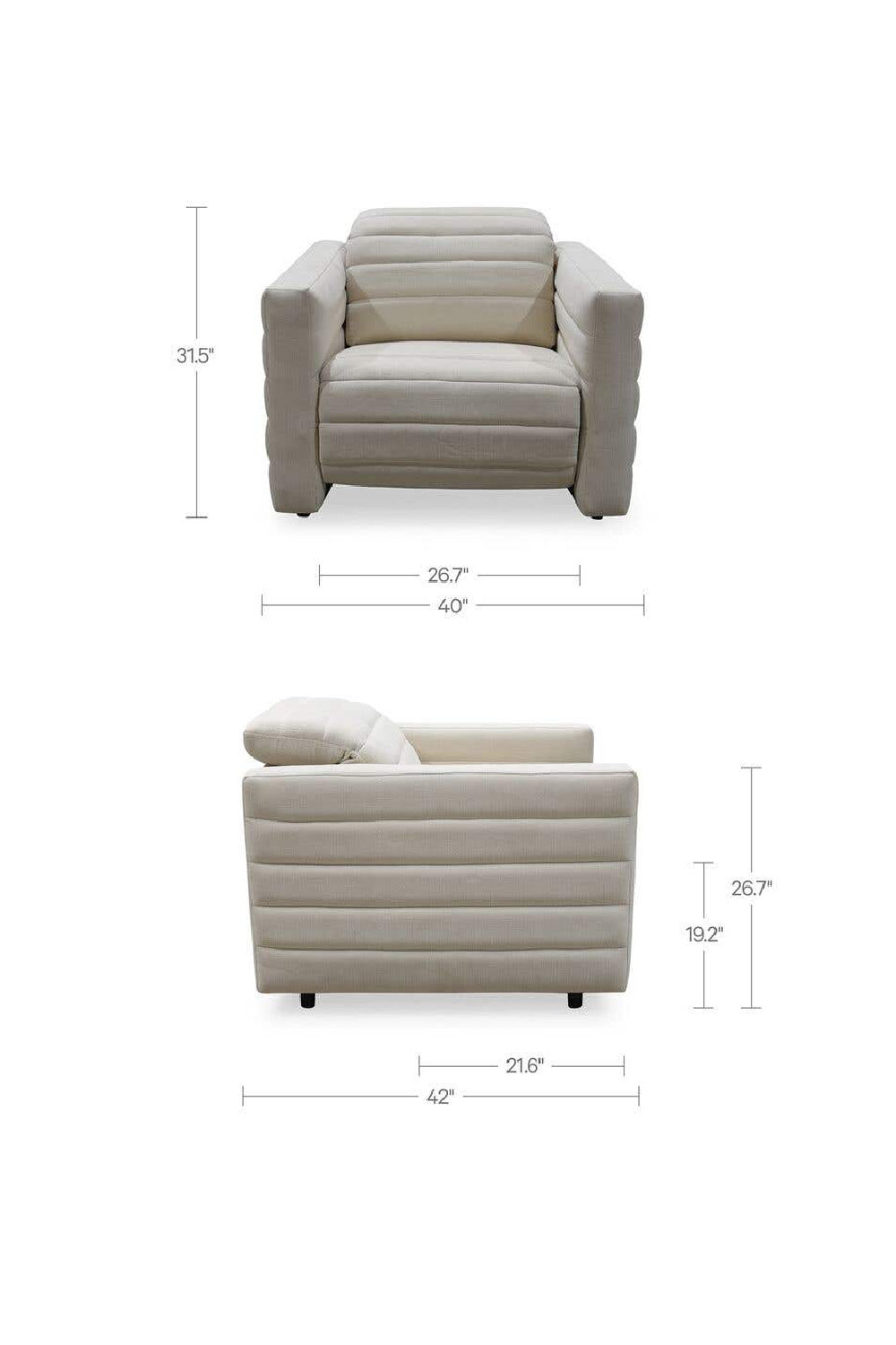 Modern European furniture - Channeled Recliner Lounge Chair - www.oroa.com