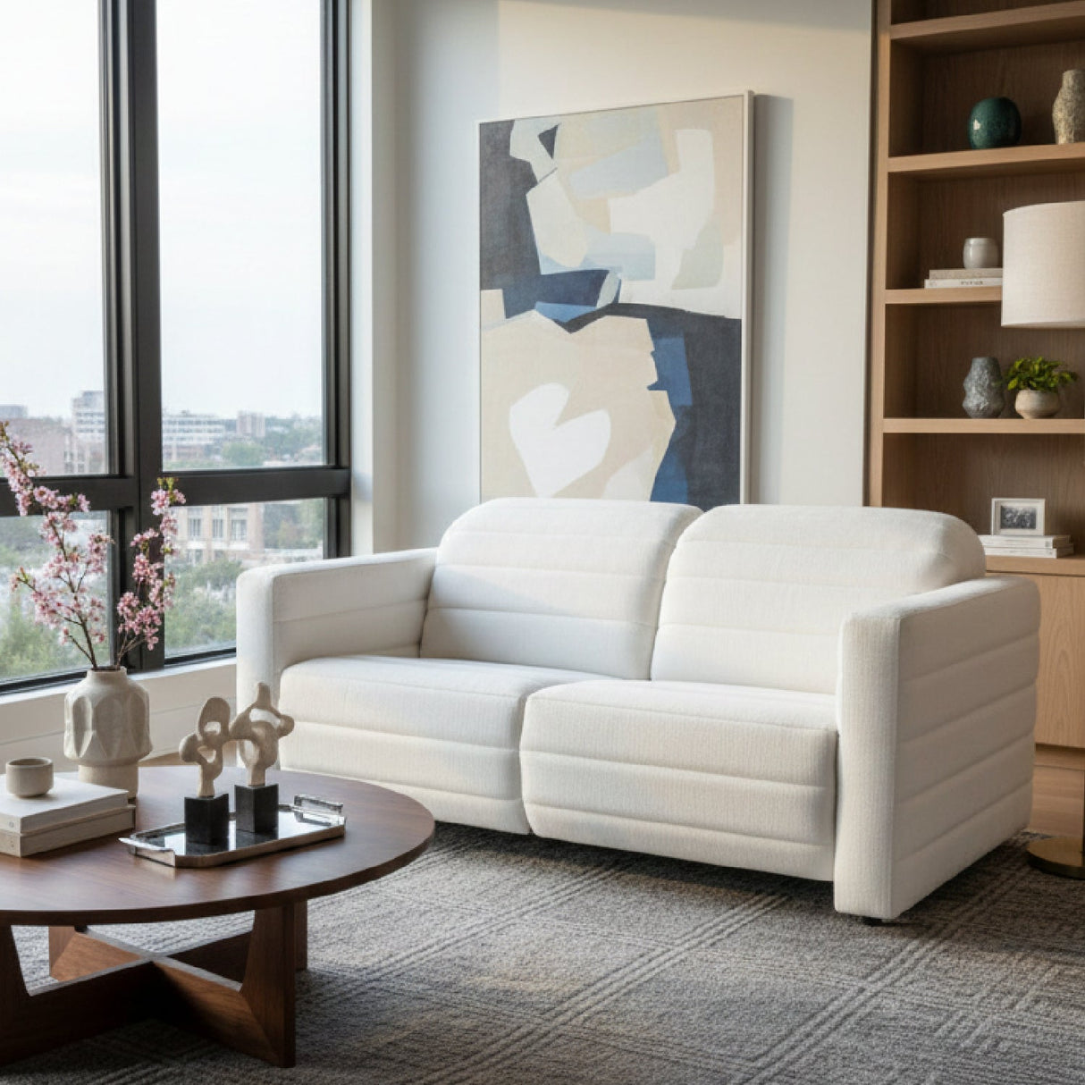 Modern European furniture - Channeled Power Recliner Sofa - www.oroa.com