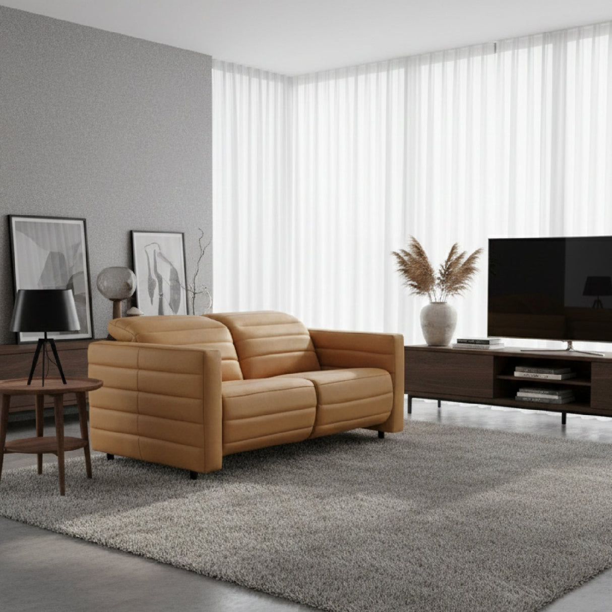 Modern European furniture - Channeled Power Recliner Sofa - www.oroa.com