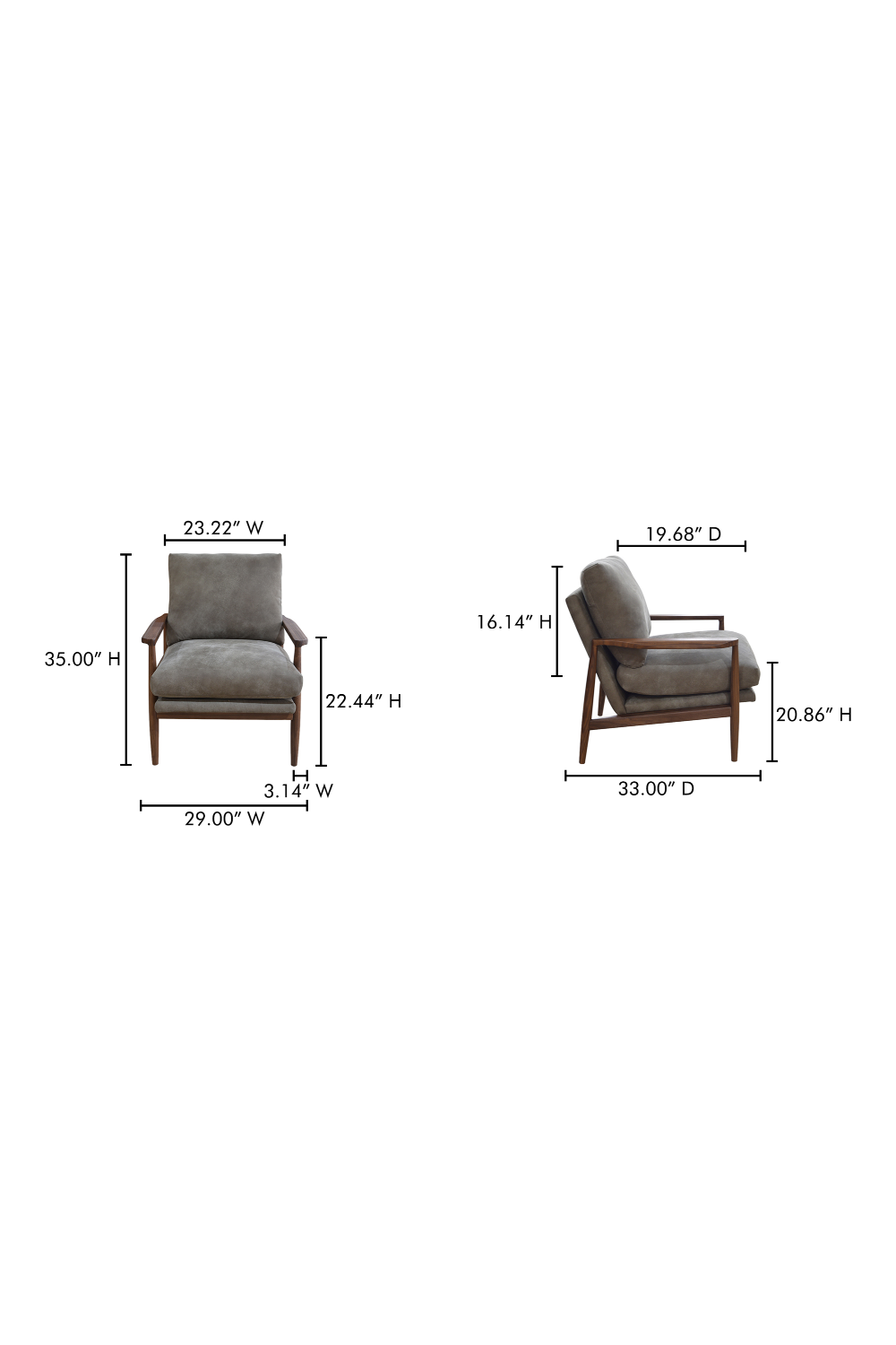 Walnut Framed Leather Accent Chair | Novi Living Arturo | Oroa.com
