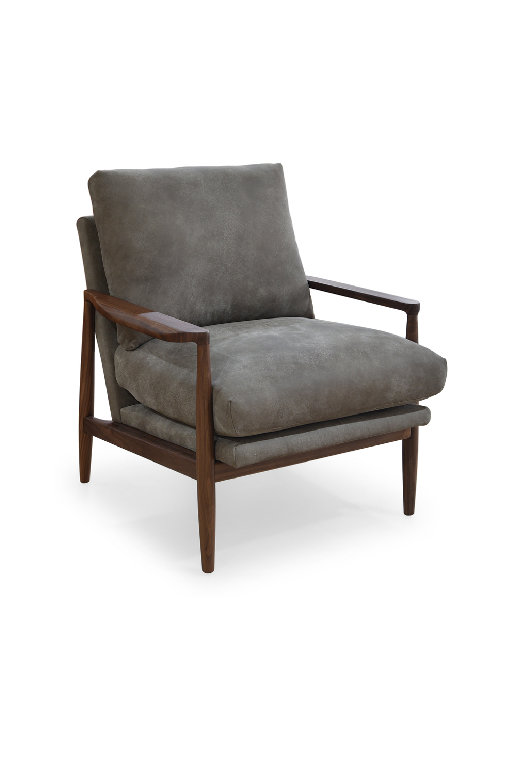 Modern European furniture - Walnut Framed Leather Accent Chair - www.oroa.com