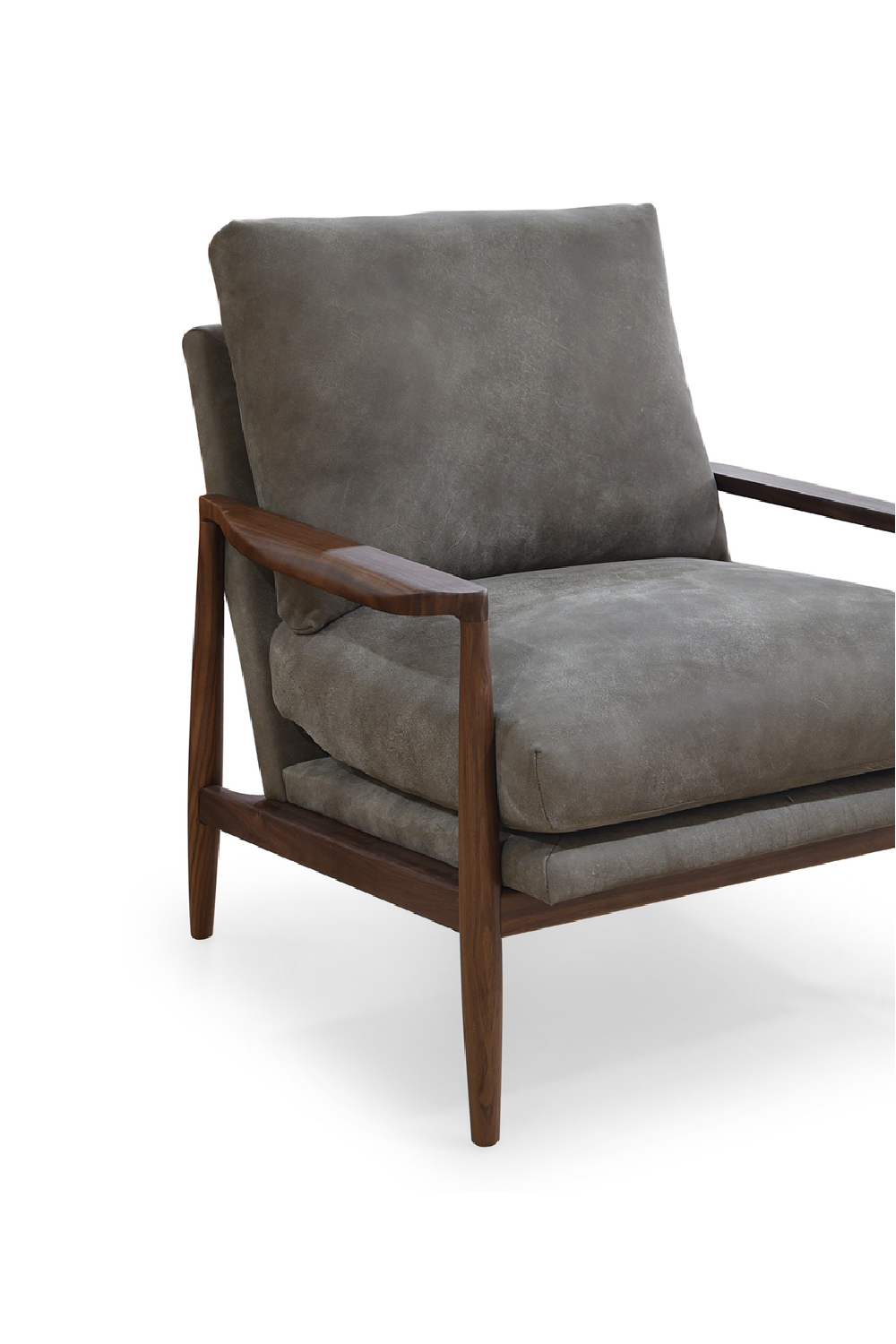 Modern European furniture - Walnut Framed Leather Accent Chair - www.oroa.com
